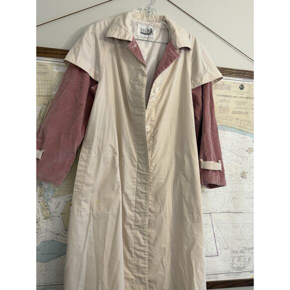 MHI by Maharishi Trench Coat 90s With PinK corduroy Collar size M - Picture 5 of 11